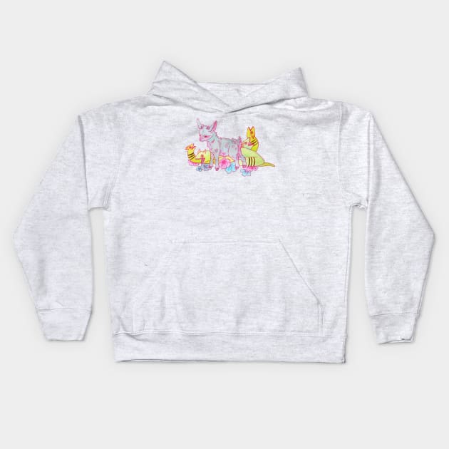 Goat and Friends Kids Hoodie by Rosie Bug Art